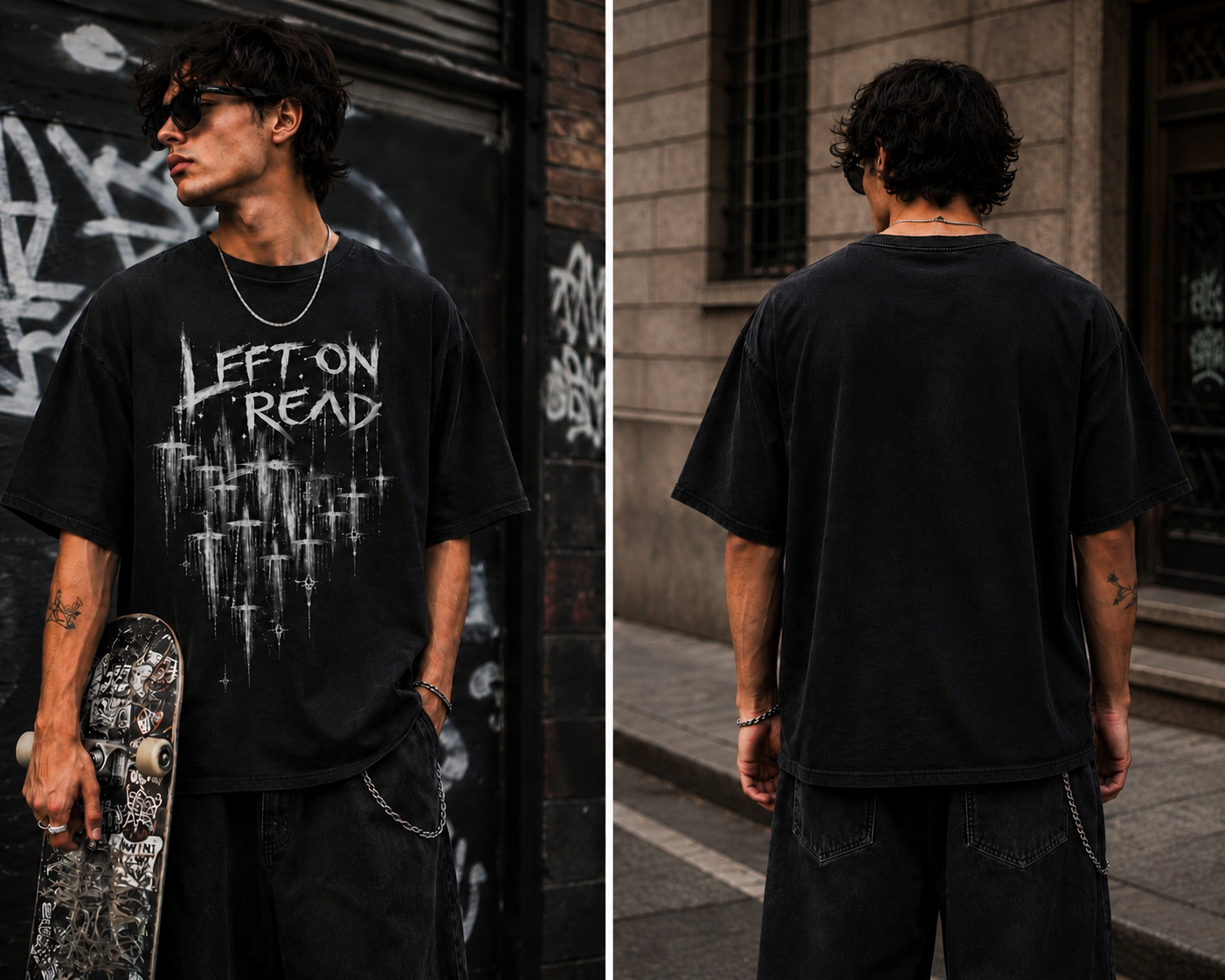 Falling Crosses, Left on Read Unisex Tee Shirt