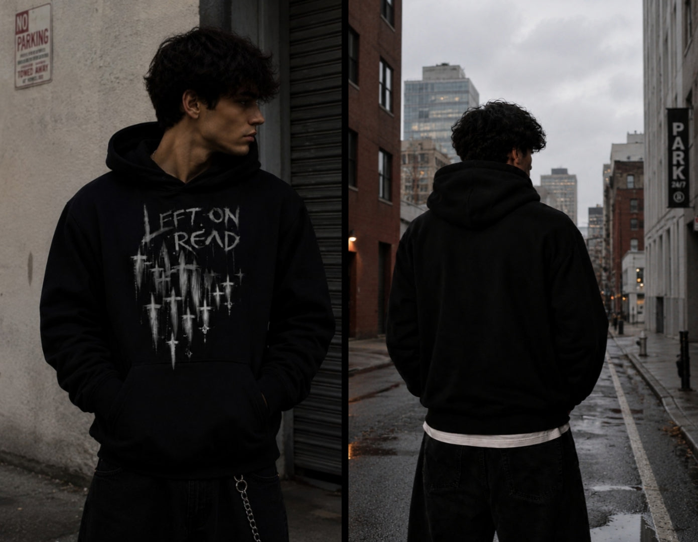 Falling Crosses, Left on Read Unisex Hoodie
